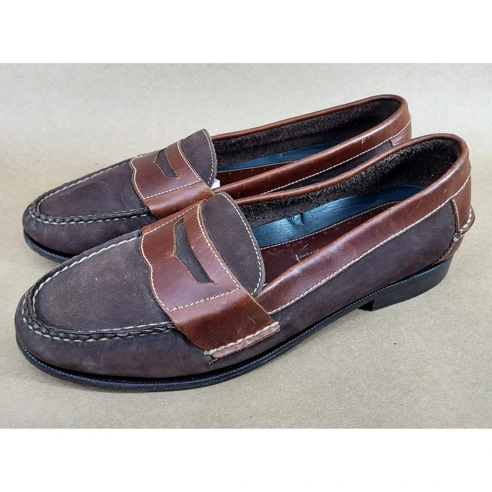 Bass Loafers Mens (Sz 10.5 D) Brown Nubuck Penny Shoes